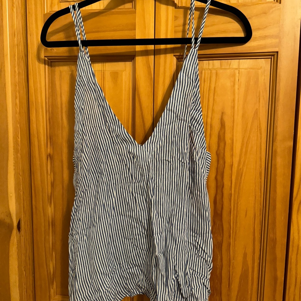 NWT Navy and White Striped V-Neck Top